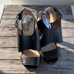 Michael Kors Black Leather Wedges